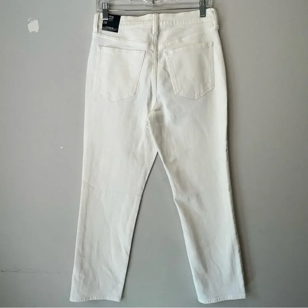 NWT J. Crew Essential straight W28 white jean in all-day stretch BX520 High Rise